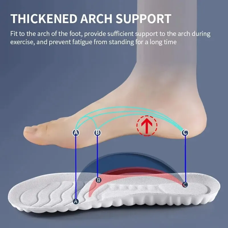 PU Insole Super Soft, Long Standing Arch Support, Thickened Shock Absorption, Sports, Men'S And Women'S Running, Casual Insole