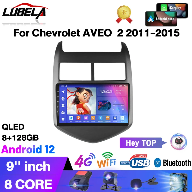 2 Din Android 12 Carplay Autoradio Per Chevrolet Aveo 2 Sonic T300 2011-2015 Autoradio Lettore Multimediale Navigazione Autoradio