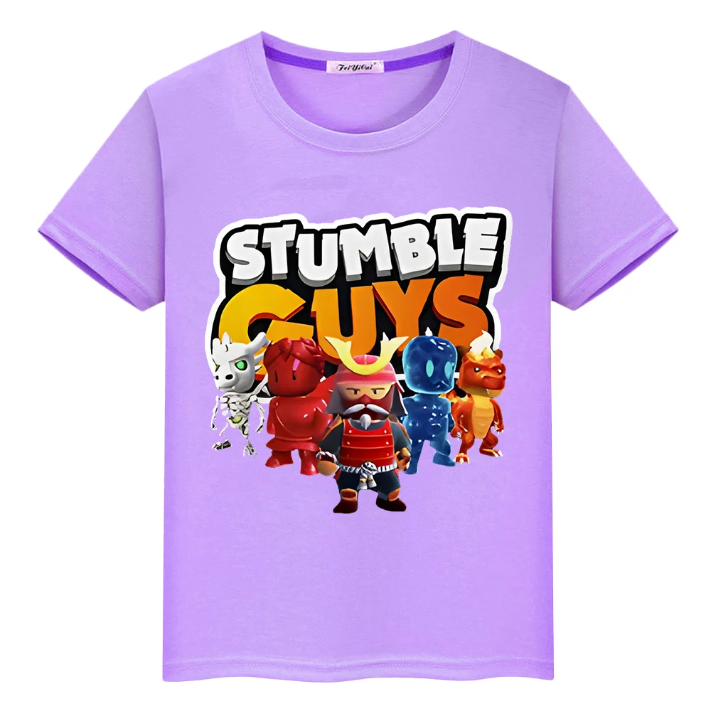 

Stumble Guys t shirt for kids boy 10years Print 100%Cotton Summer pride tshirt 2024 Short Sleeve Tops y2k one piece girl clothes