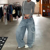 Women Blue Y2k Baggy Boyfriend Jeans Harajuku Vintage Wide Leg Denim Trousers Japanese 2000s Style Jeans Pants Oversize Clothes - Image 5
