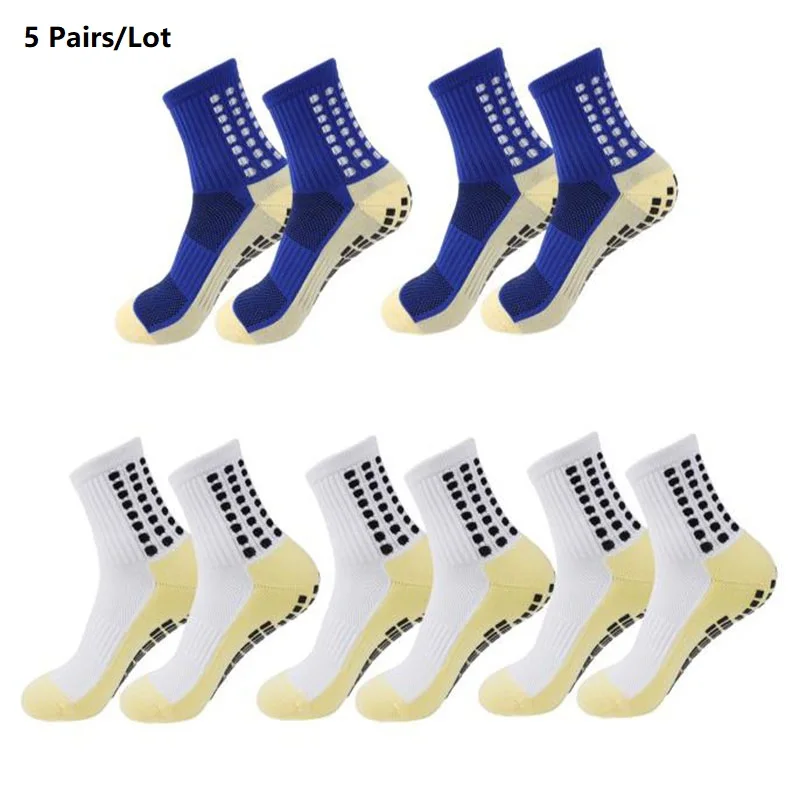 5 Pair/Lot New Football Socks Man Women Sports Socks Non-slip Silicone Bottom Soccer Baseball Socks Outdoor Sport Yoga Socks