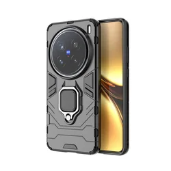Hybrid Armor Holder Case with Kickstand and Protective Cover for VIVO X200 Pro (Black)