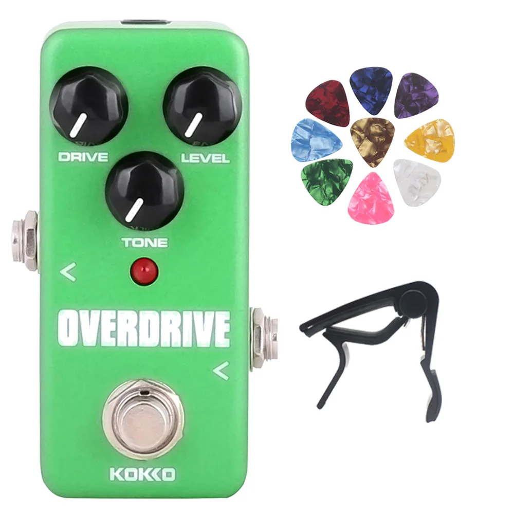 

Педаль для электрогитары KOKKO Overdrive, педаль для электрогитары, басовая трубка Overdrive, звуковой эффект, мини-гитарный эффектор
