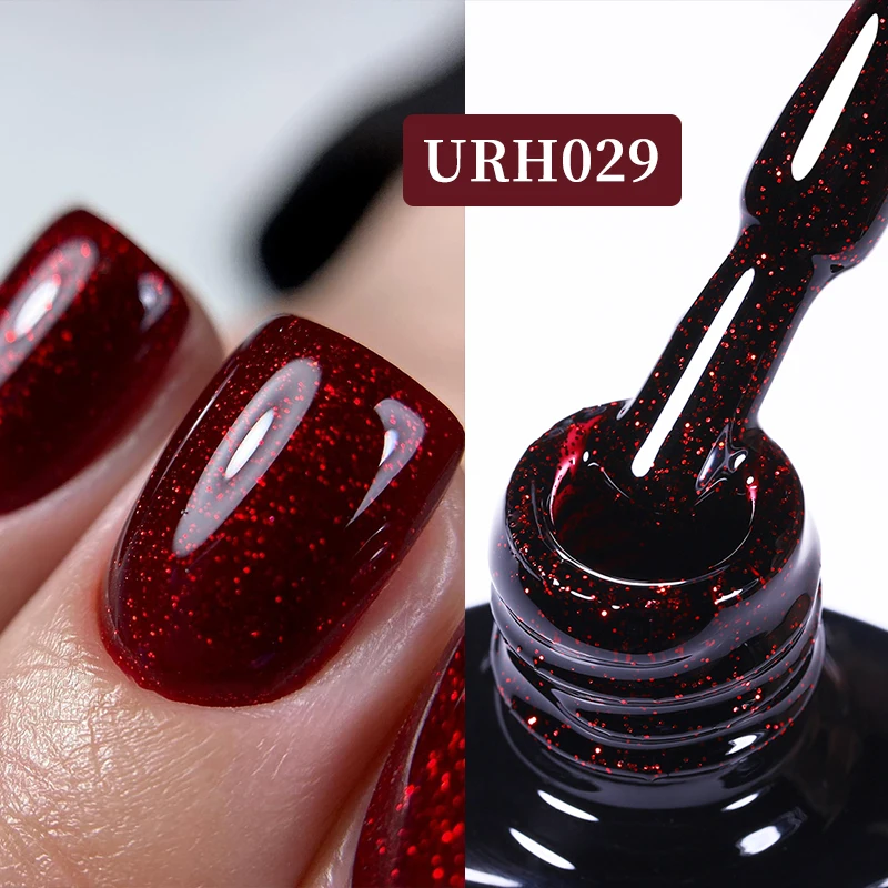 UR SUGAR 7ML Gel Nail Polish Red Glitter Sequins Manicure Semi Permanent Base Matte Top Coat Soak Off LED UV Nail Art Gel Varnis