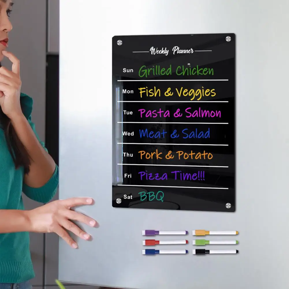 Fridge Erase Board Magnetic Monthly Calendar Kit Scratch-proof Fridge Planner with Easy Installation Dry-erase Acrylic Board
