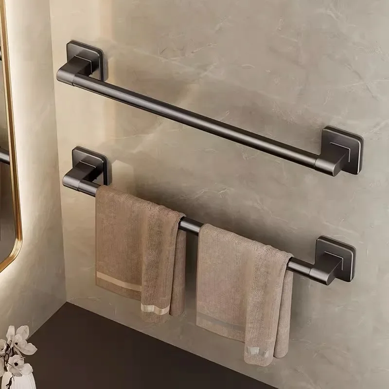 Description Picture 2 of item30/40/50cm Bathroom Towel Holder Without Drilling Bathroom Corner Shelf Towel Bar Self-Adhesive Bathroom Storage Rack Towel Rail