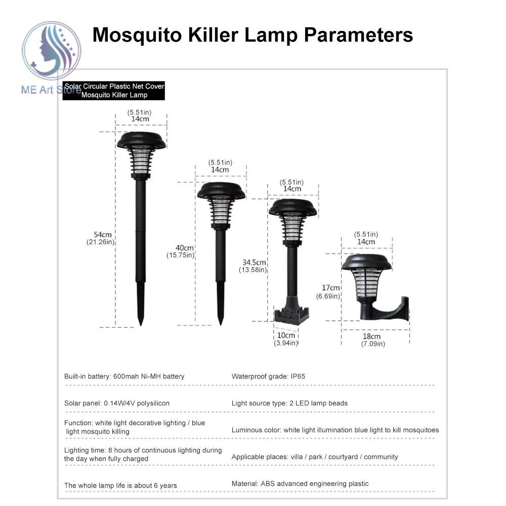Mosquito Killer Lamp Solar Pest Killer LED Light Insect Zapper Outdoor Home Anti-Mosquito Light Lamp Repellent Outdoor Fly Trap
