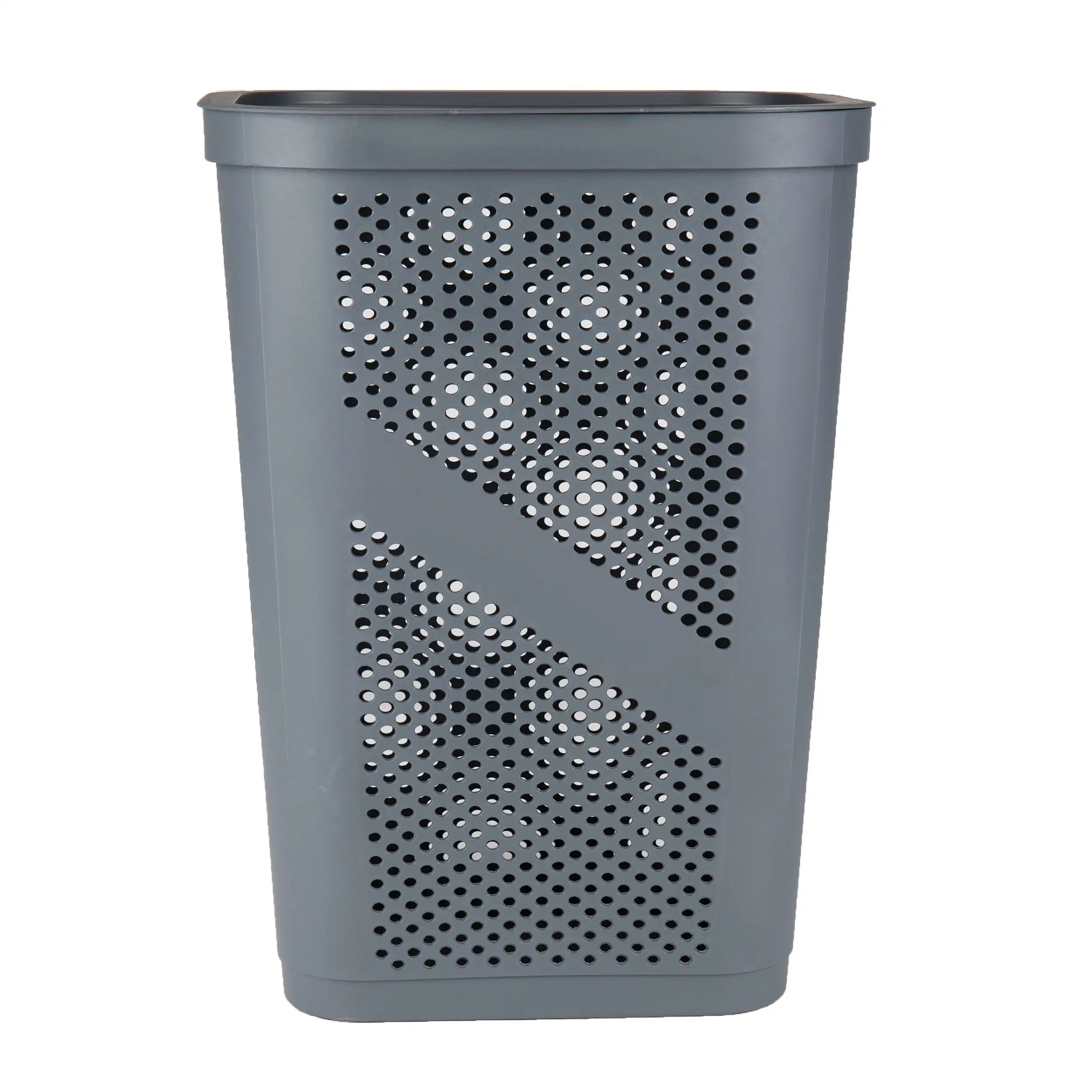 60L Slim Laundry Hamper, Lid, Ventilated, Plastic, 17.25"L x 13.75"W x 23.5"H, Gray 2