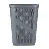 60L Slim Laundry Hamper, Lid, Ventilated, Plastic, 17.25"L x 13.75"W x 23.5"H, Gray 2