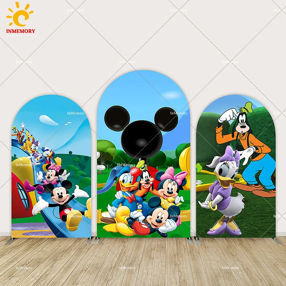 Cubierta de arco de Mickey Mouse y sus amigos, telón de fondo para niños,  feliz primer cumpleaños, dibujos animados, casa de club, cumpleaños,  decoración de pared - AliExpress, image size:1000x1000