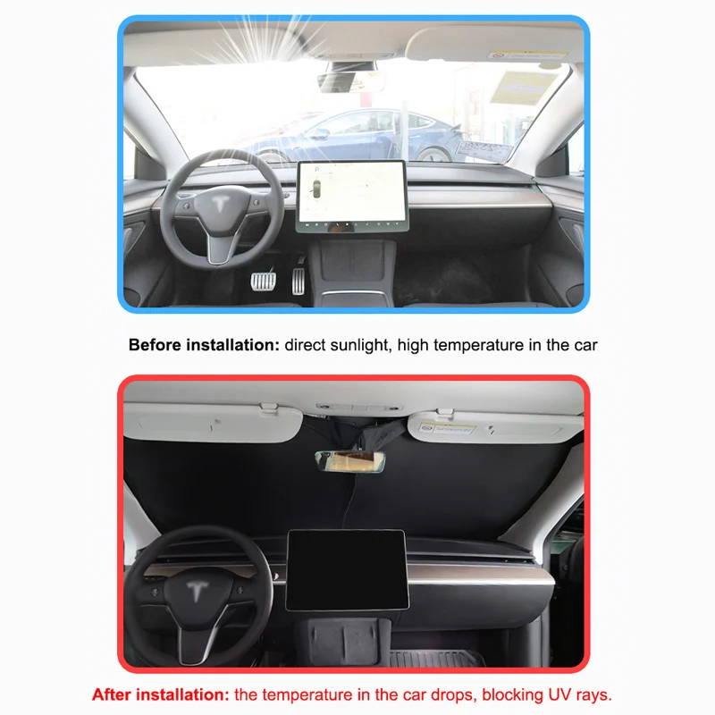 SEAMETAL Auto-Sonnenschutz für Tesla Model 3 / Y, Auto