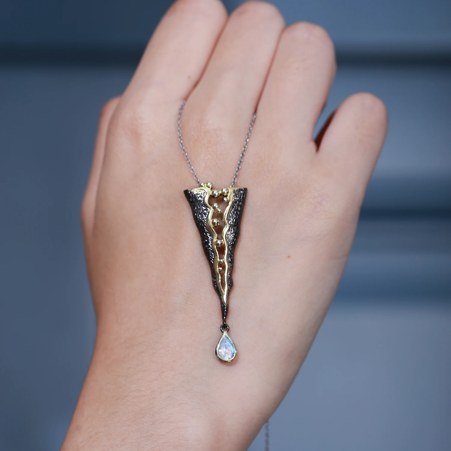 

GEM'S BEAUTY Moonlight Stone Pendant Necklace 14K Gold Filled 925 Sterling Silver Pendant Handmade Fine Jewelry Women's Gift