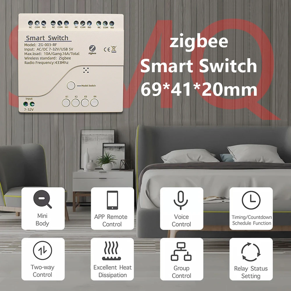 Zigbee 3.0 Módulo Inteligente sem Fio Interruptor Wifi Tuya Vida Inteligente 7250v Receptor Rf433.92 Mhz Relé 16a Alexa Casa do Google Tuya Vida Inteligente 4ch - Image 4