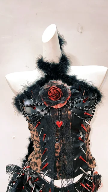 Black Rose Halter Neck Top and Skirt Set 4