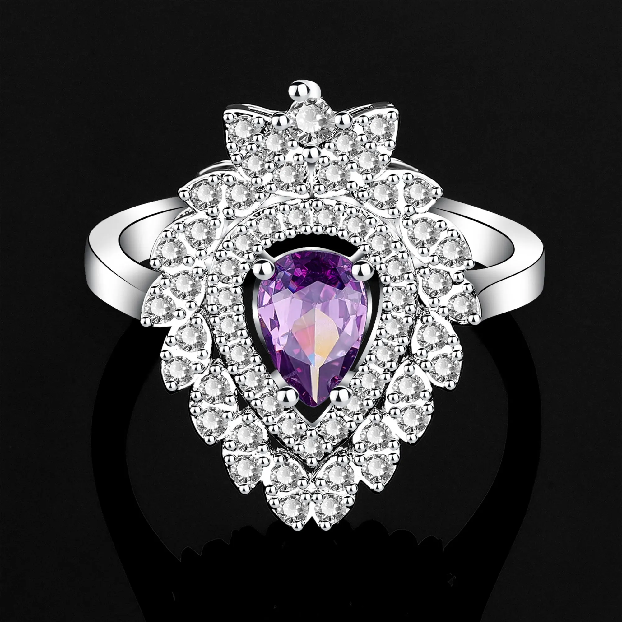 2024 Luxury Purple Cubic Zirconia Women Jewelry Set Gift Colorful 4-piece Bridal Necklace Set S510285f90f0045dc86638dda2986bfefN