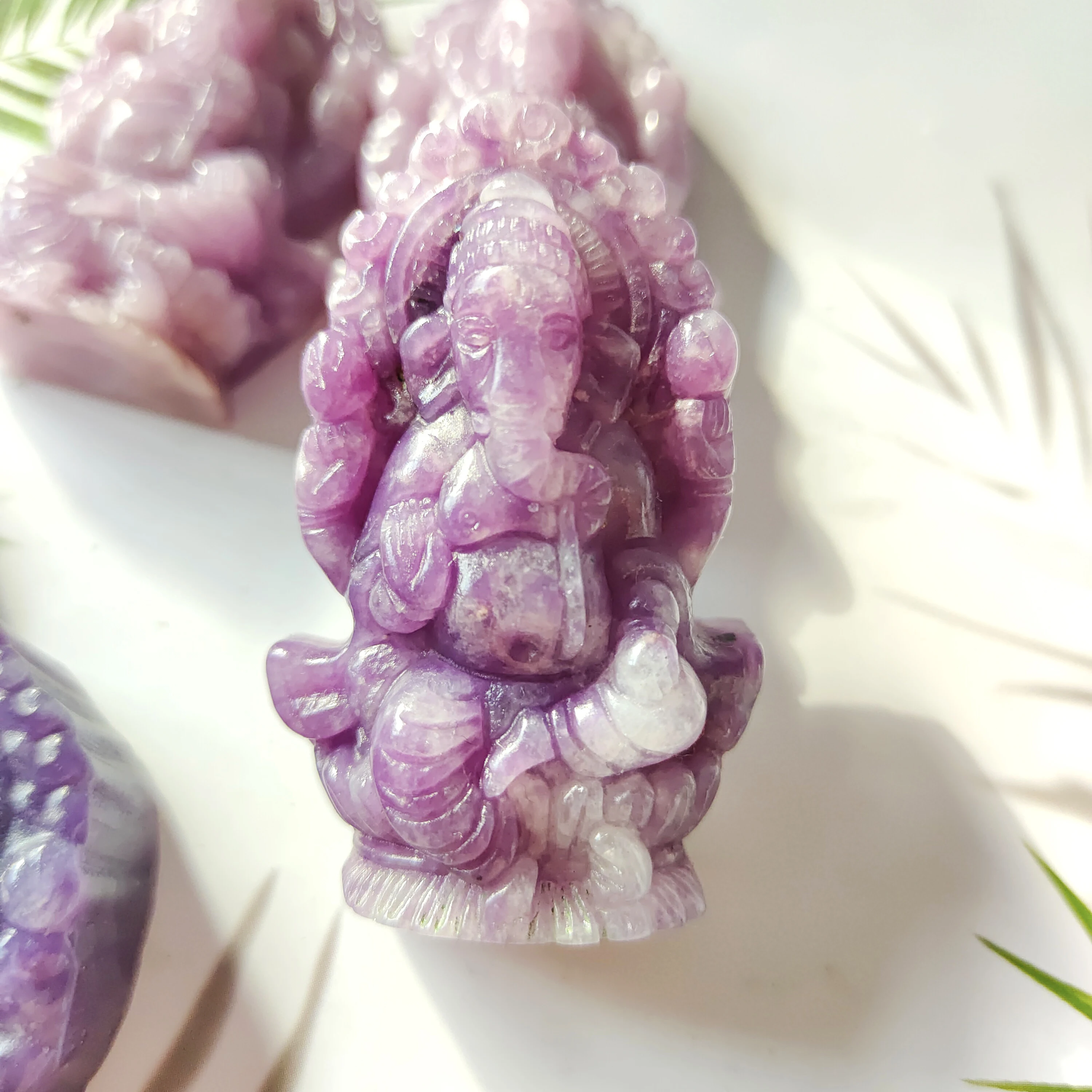 Natural Lepidolite Ganesha Stones  Healing Reiki Gemstones Home Decoration For Gifts Quartz Crystal Hand Carving 4