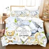 Home Textile Teddy Bear Flower Pattern Bedding Set Simple Bedspread Pillowcase Home Textile Children Adult Bedroom Decoration 5