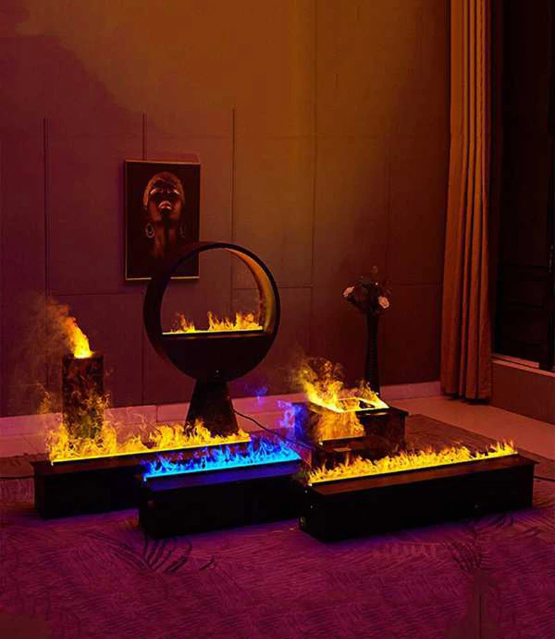 

New 3D Flame Electric Fireplace with Humidifier and Silent Water Mist 800 1000 1200mm Atomization Smart Water Vapor Fireplace