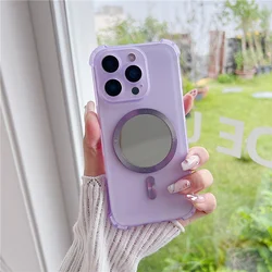 Shockproof Magnetic Makeup Mirror Phone Case with Magsafe and Soft Cover - Honor Magic 6 Pro (Purple)