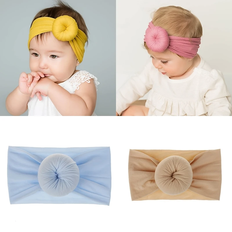 Baby Headwear 6-color Nylon Children's Hair Accessories Super Soft Round Ball Nylon Wide Hair Band Fashion