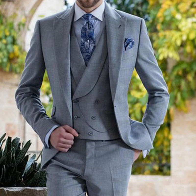 

Italian Suits for Men Set Slim Fit 3 Piece Formal Suit Jacket with Double Breasted Vest Pants 2023 Fashion Wedding Groom Tuxedo