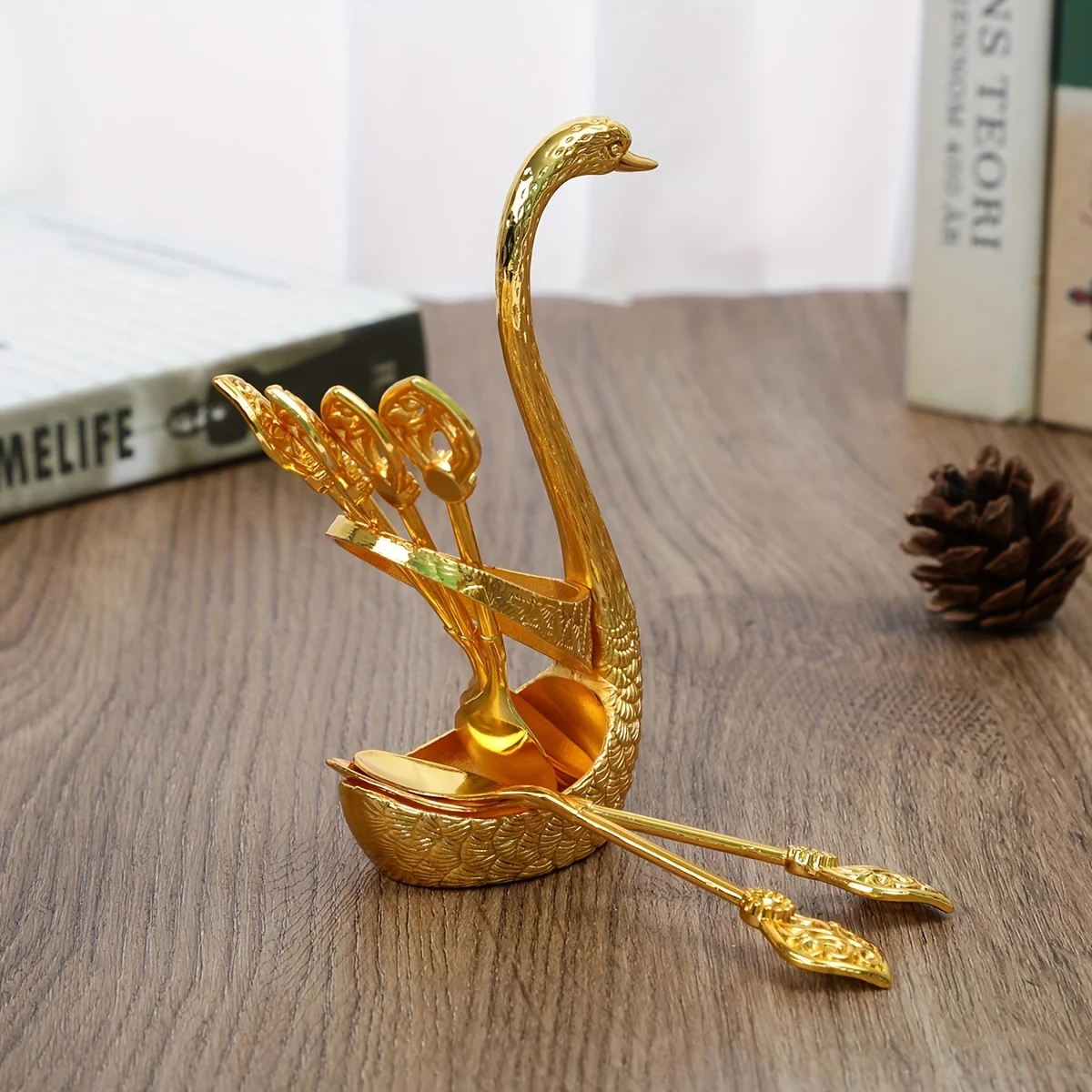 Swan Fruit Forks Set With Holder