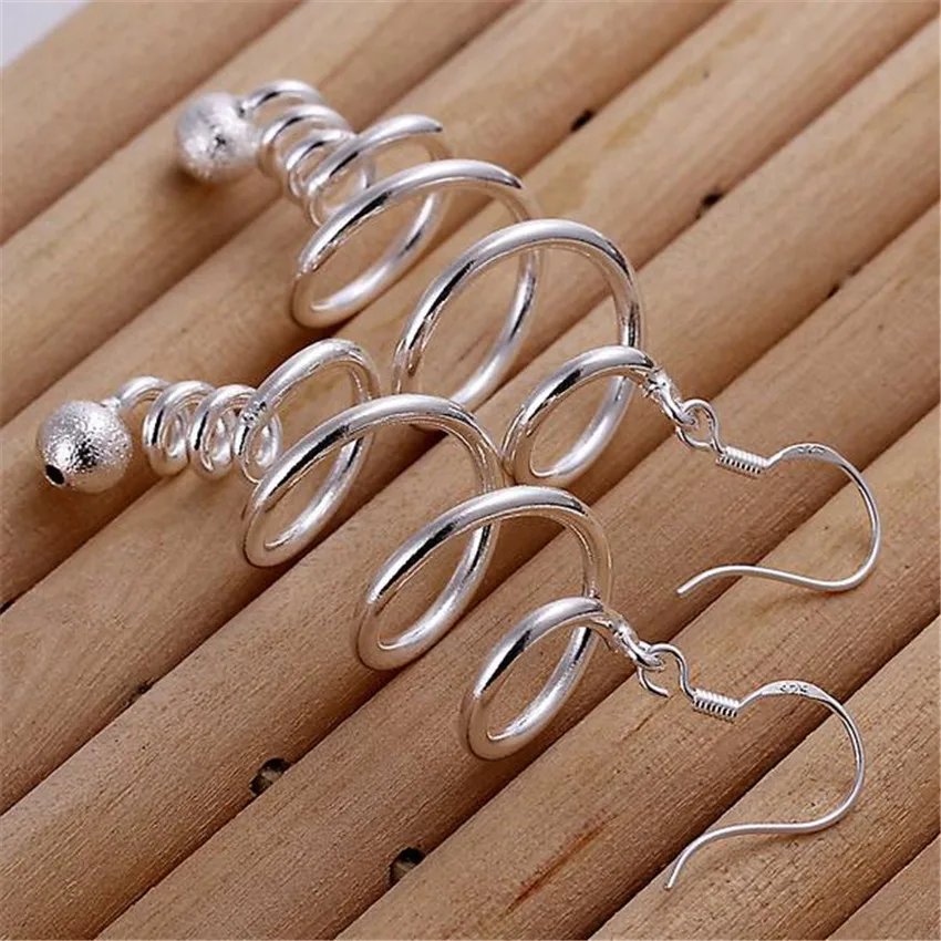 925 Sterling Silver Earrings fashion Jewelry elegant Woman Creativity spiral long earrings Trendsetter Christmas Gifts