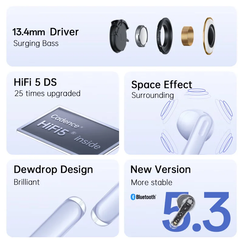 Oppo Enco Air3 Bluetooth5.3 ̾ HiFi5 DSP 13.4mm ̽ ν DNN Call Alive Audio 25h Playback Music IP54 Comfy