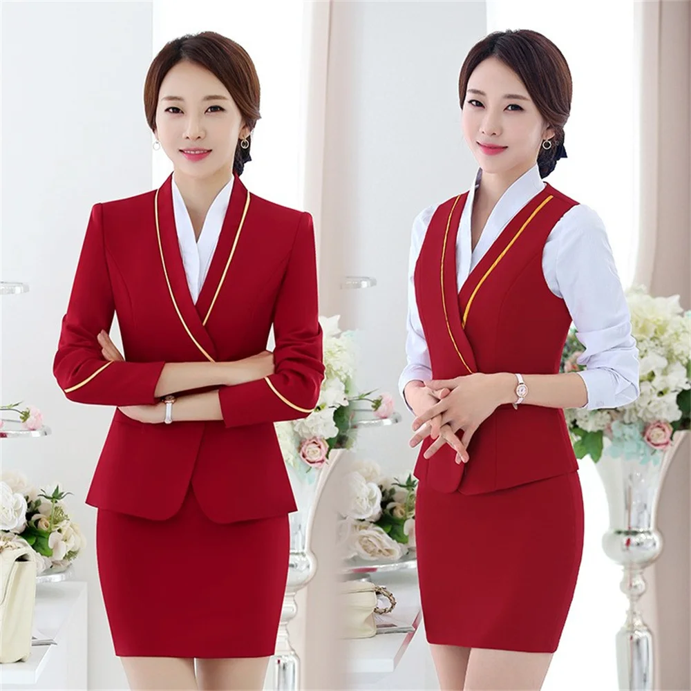 Women's Suit 2023 New in Blazer Vest Suits Elegant Slim Fit Office Ladies Formal Work Wear Business Uniforms Skirt Sets