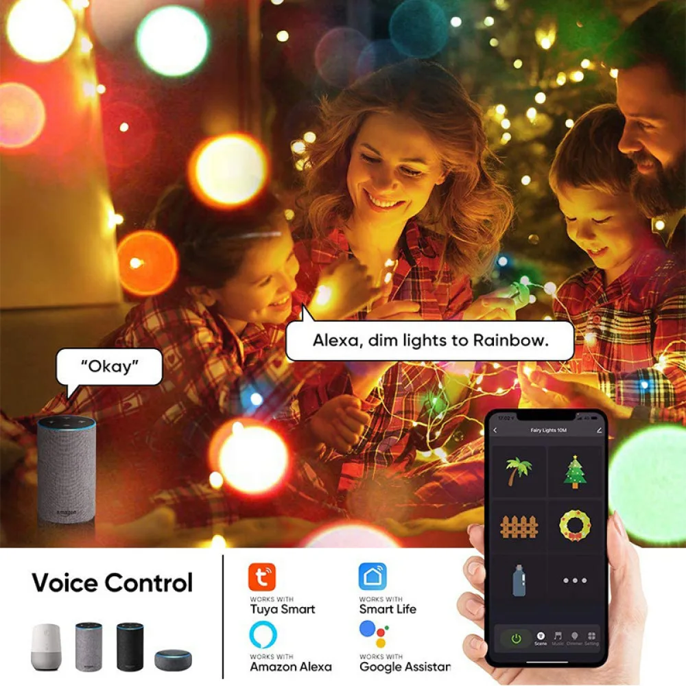 

Гирлянда светодиодная с Wi-Fi и Bluetooth, 10 м