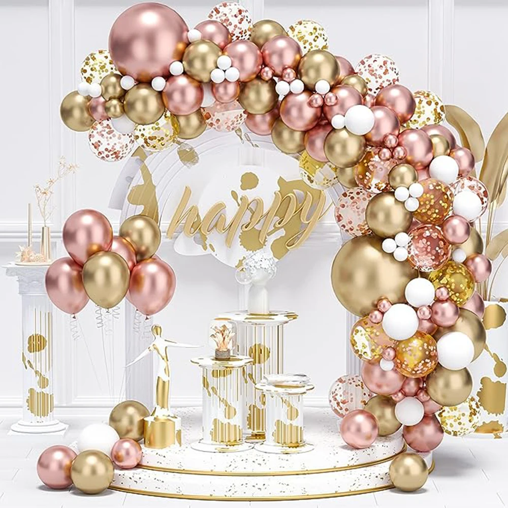 

Metallic Gold Balloons Garland Arch Kit White Rose Gold Confetti Latex Balloon Kid Birthday Party Baby Shower Wedding Decoration