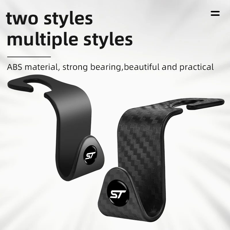 

For Ford ST Mustang Focus 2 3 Mk2 Mk3 Mk4 Carbon Fiber Hooks Car Seats Headrests Hooks Handbags Clothing Brackets Car Accessorie