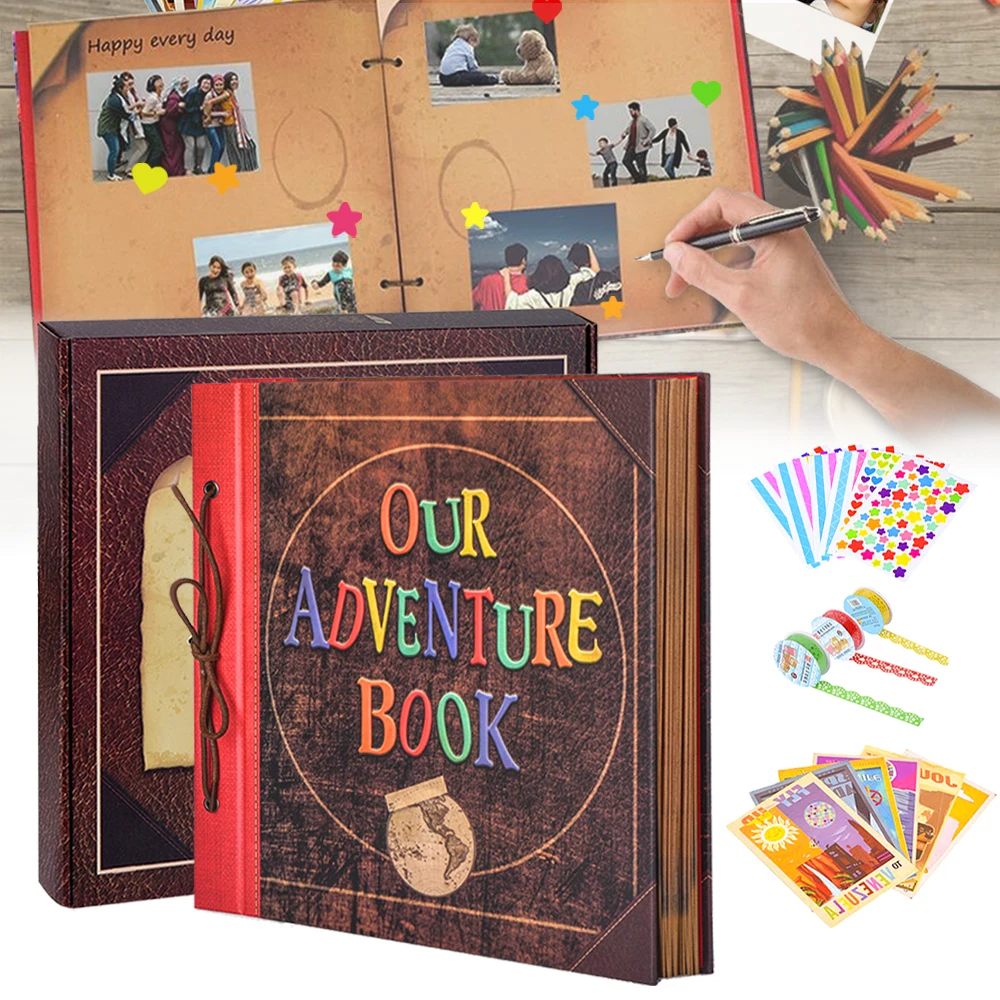 Adventure Book Photo Album Vintage DIY Handmade With Gift Box Balloon Retro  Kraft Paper Scrapbook Album Wedding Memory Gift - AliExpress