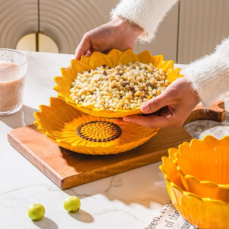 Ignore Sunflower Modeling Plate Home New Ceramic Dessert Fruit Salad Plate