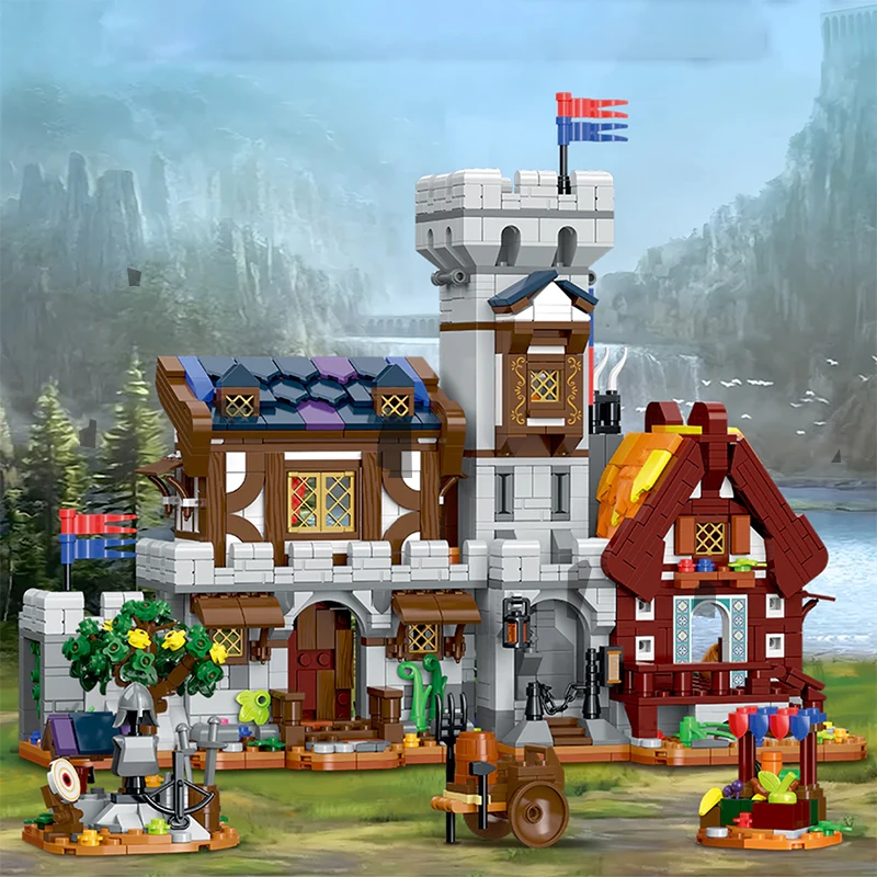 1760pcs Three-in-One Medieval Castle Town Building Set Street View ...