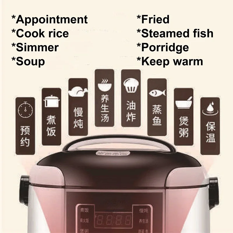 12V/24V Smart Car Rice Cooker Portable Heating Lunch Box Truck Food Heater 24h Reservation Rice Cooker Suitable For Car/Truck 2L