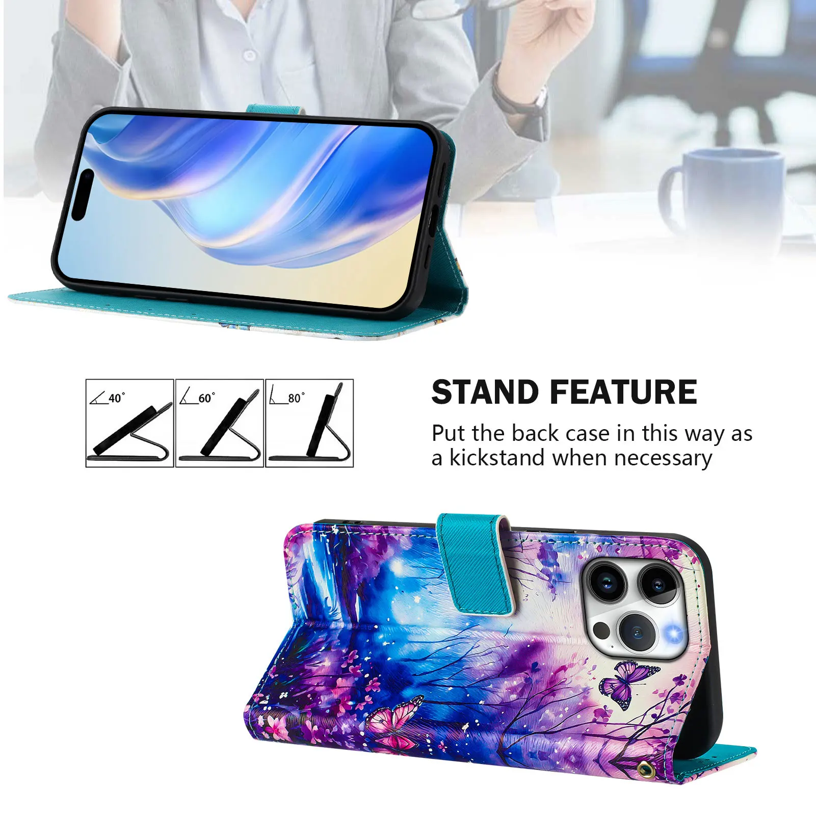 Elegant Leather Flip Wallet Phone Case with Card Holder Slots