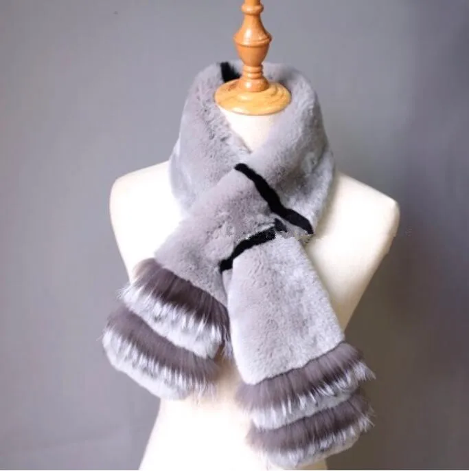 Mode Frauen Winter Echt Rex Kaninchen Pelz Schal Dame Warme Weiche Volle Plätzchen Pelz Wraps Hals Wärmer – Detail 11