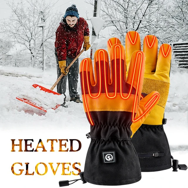 Savior Heat Electric Battery Heated Men's Work Snow Gloves - Size S to  3XL,Color Yellow