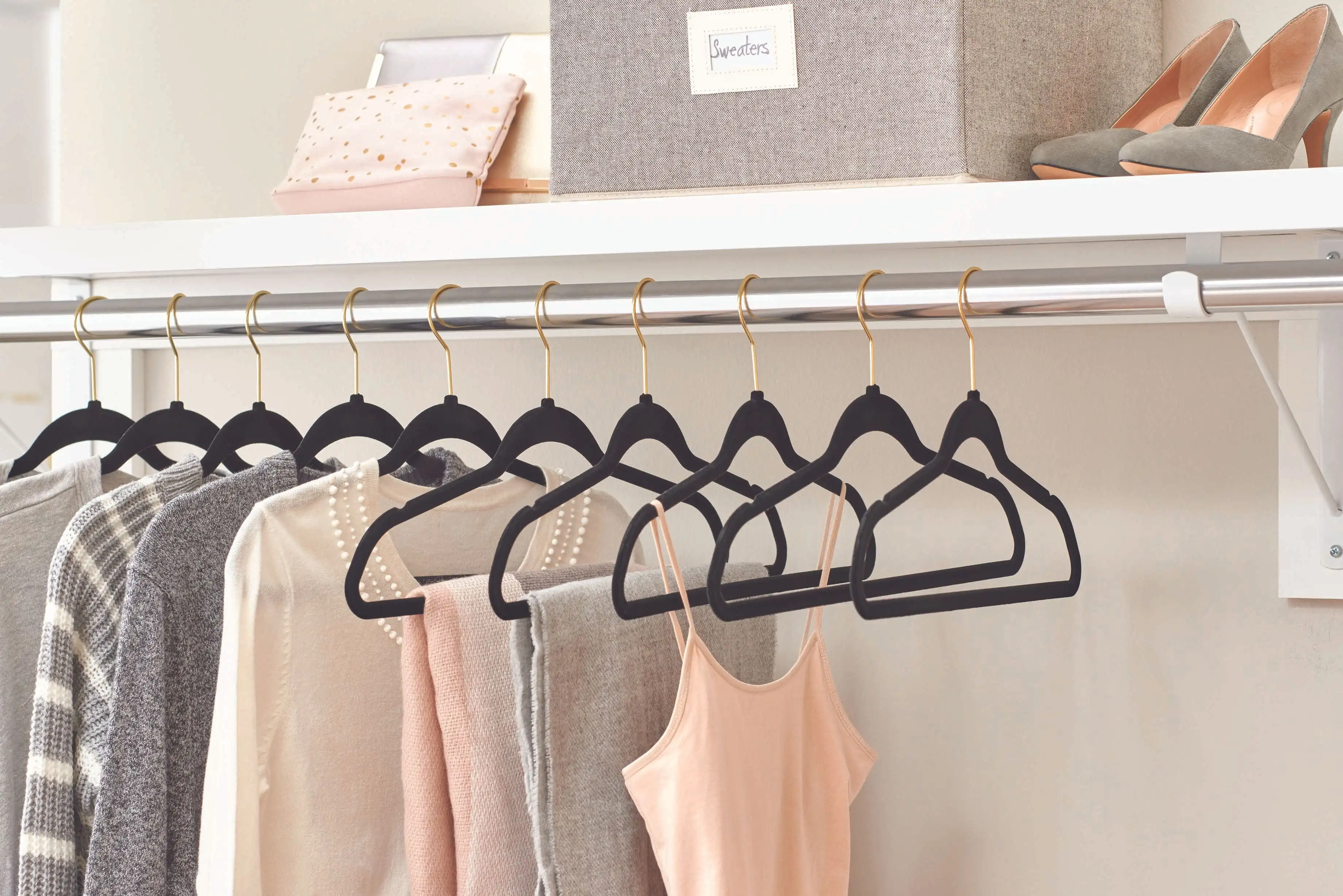 Slip Velvet Clothing Hangers, 100 Pack, Black - AliExpress