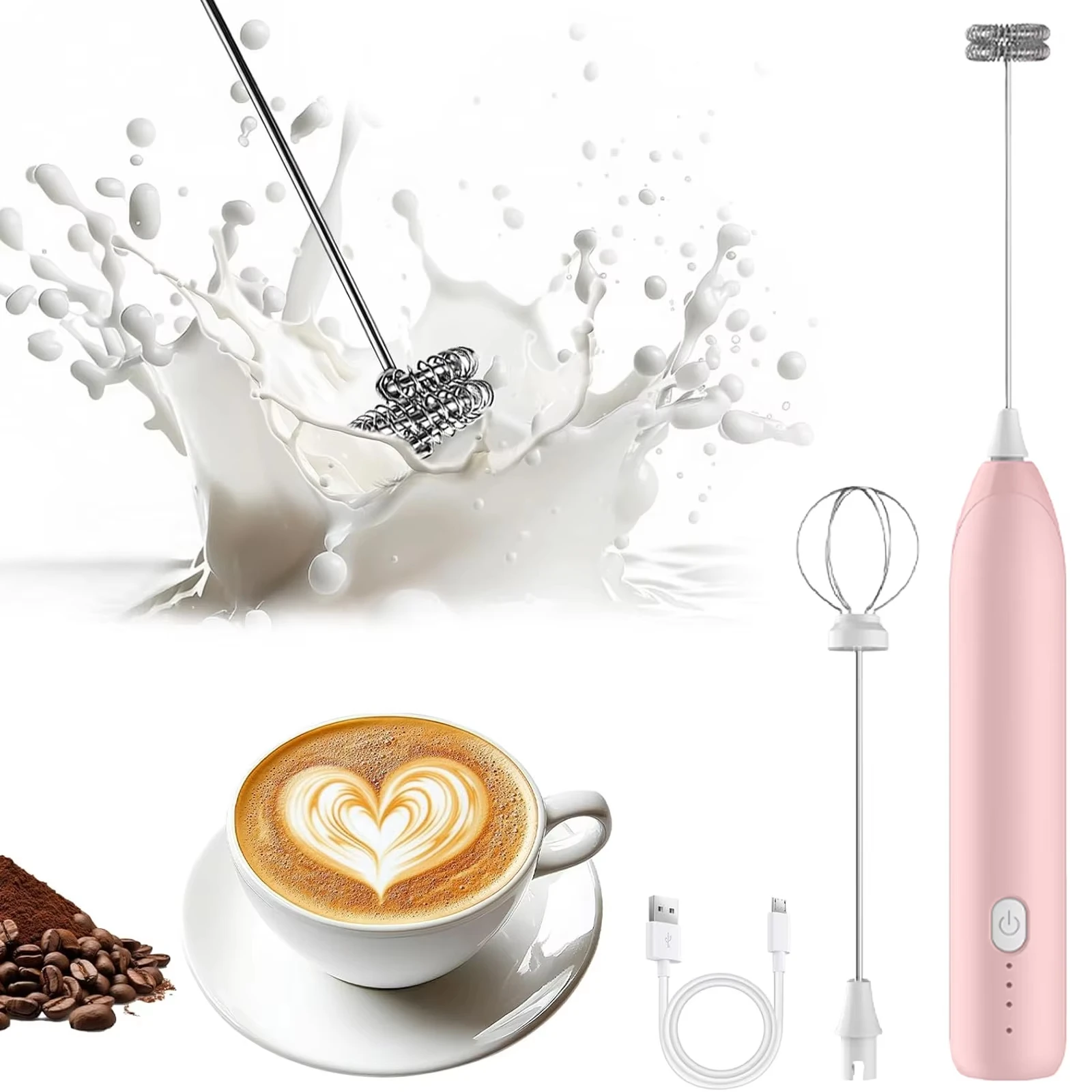 Wireless electric milk mixer -3 speed USB charging handheld foam maker egg beater for coffee cappuccino hot chocolate 6