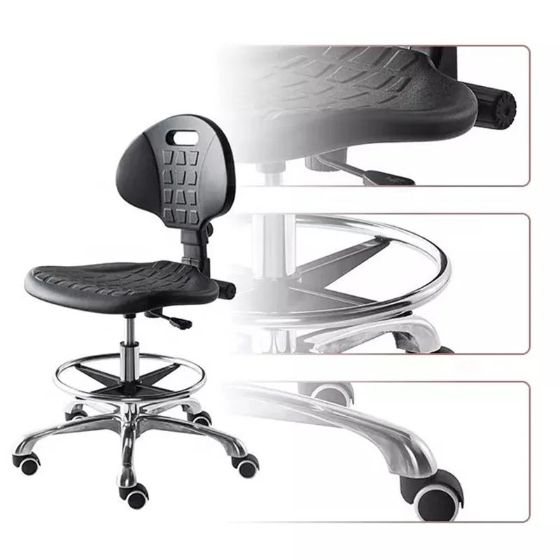 

Регулируемый полиуретановый поворотный антистатический лабораторный стул, чистящая комната, проводящая кожа для клиники, стоматологии, больницы, лабораторная мебель