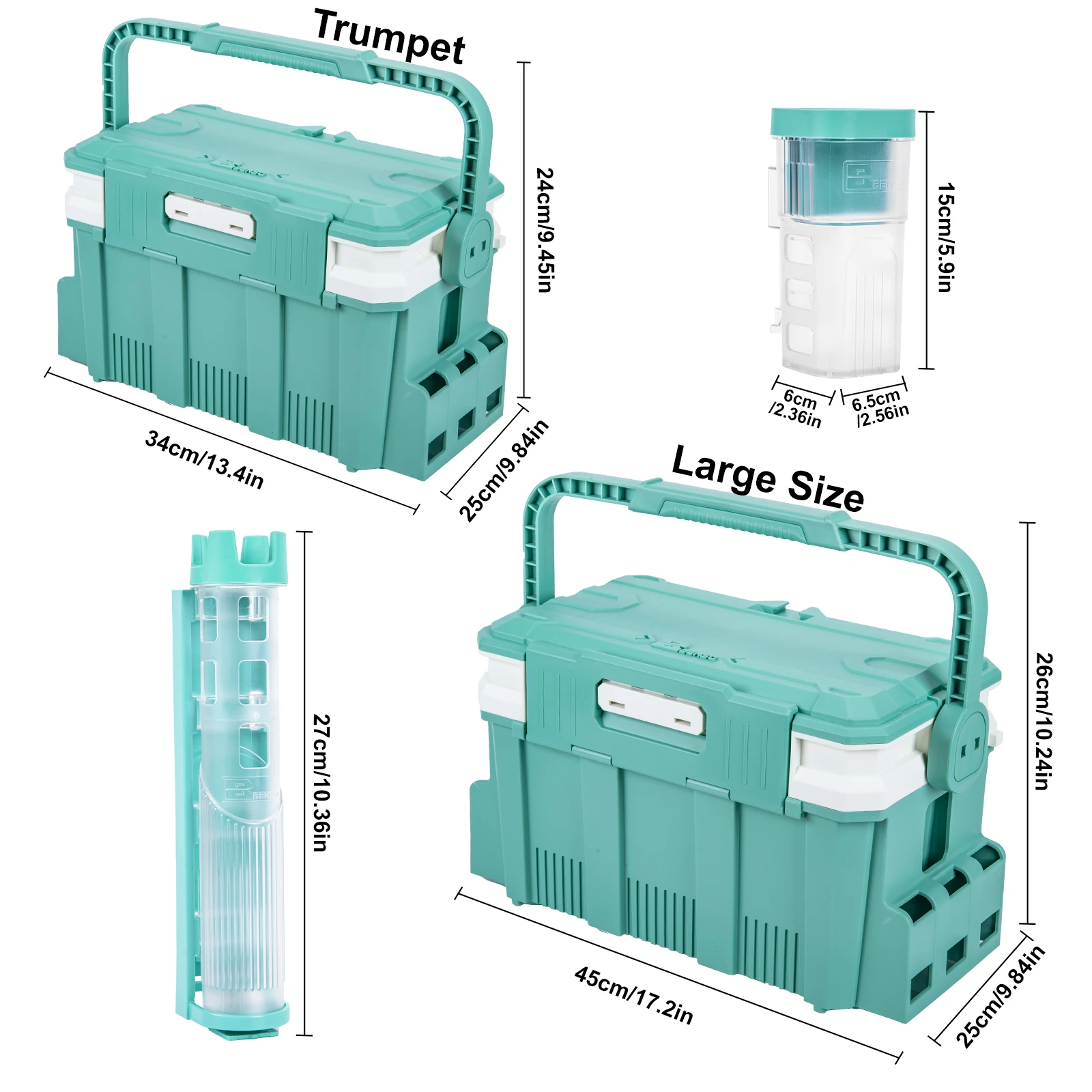 thumbnail image 2 of Fishing Tackle Storage Hard Case 2 Sided Storage Trays Handle Portable Plastic Organizer Box 2 of 13