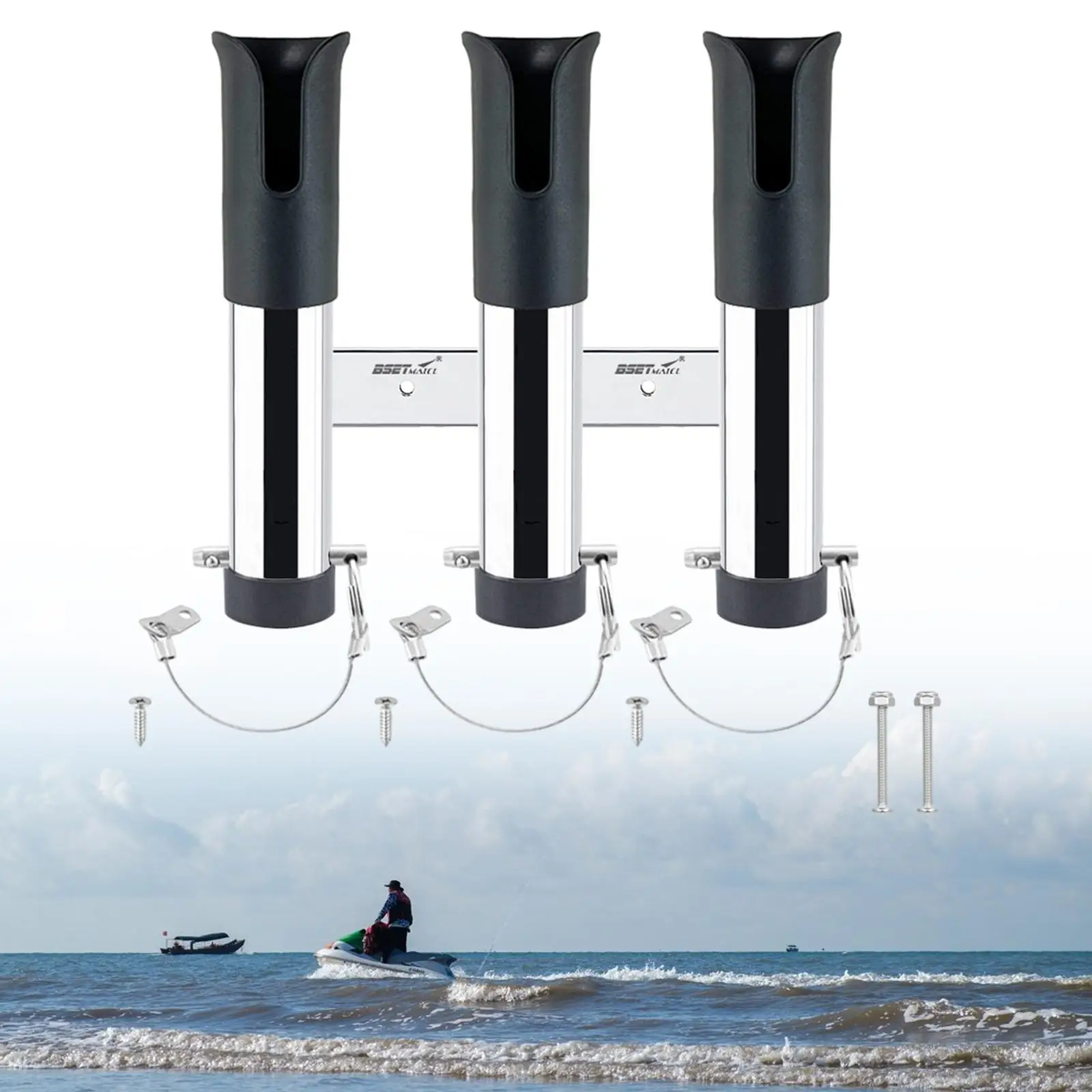 Fishing Rod Holders Rack Rest Gift,Triple Hole Marine Equipment Fishing Rod Rack Fishing Pole Holder for Boat Trailer