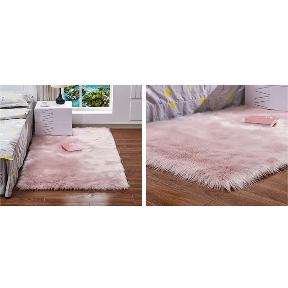 Moderner minimalistischer Teppich aus Wollimitat, Schlafzimmer, Nachttischmatte, langer Wollteppich für den Haushalt, Wohnzimmer, Couchtisch,_voghion.com