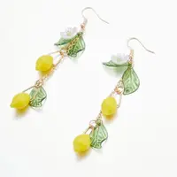 Glass Lemon Earrings Light Weight Fruit Food Earrings Can Love Kawaii Earrings Pastoral Earrings for Women Her Birthday Present 4