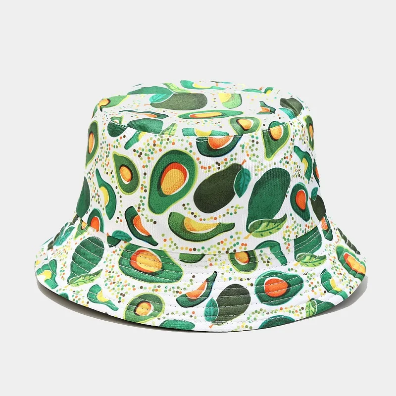 New Creative Fruit Pattern Fisherman's Hat Unisexdouble Sided Bucket Cap Uv Protection Panama Sun Caps for Girls Beach Hats bucket sun hat womens Bucket Hats