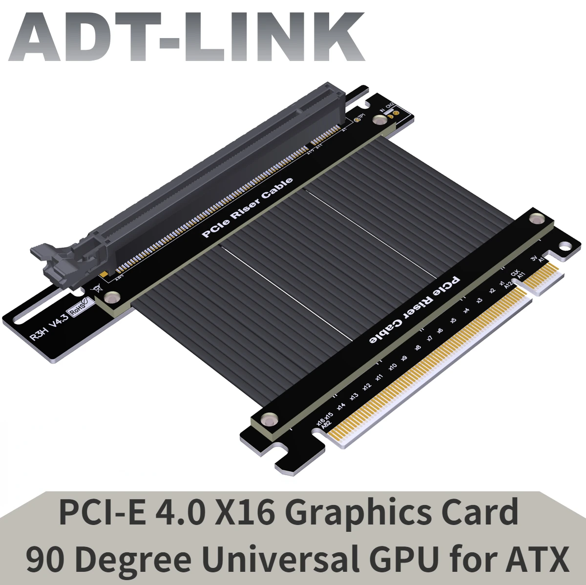 

2022 ADT PCIe 4.0 16x Riser Cable GEN 4 Graphics Video Cards Extender PCI Express 4.0 X16 Universal Gaming Vertical GPU ATX Case