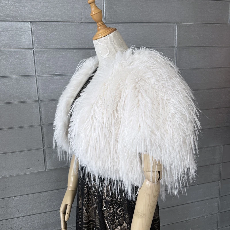 Autumn Winter Women's Clothing White Versatile Small Coat Velvet Faux Fur Cardigan Shawl Wedding Dress Matching Chaquetas Mujer