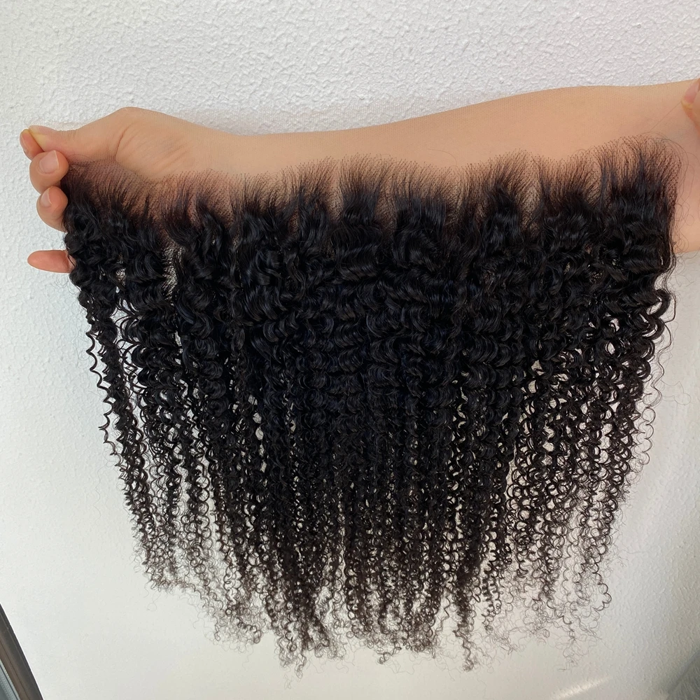 Afro Kinky Curly Invisible Melt Skin Lace Closure 6x6 7x7 13x6 Frontal Human Hair Pre Everything HD Lace Natural Color For Women